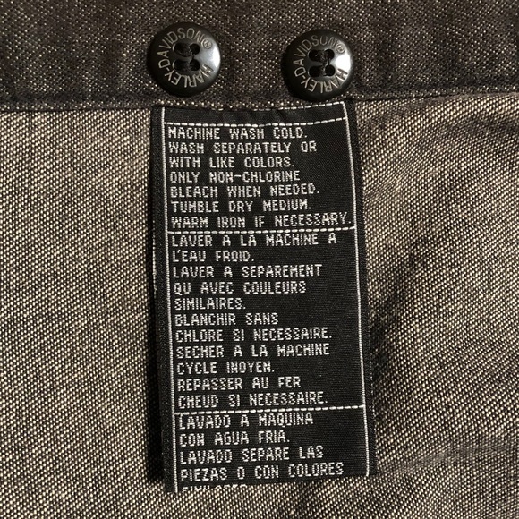 EUC Harley Davidson Black Denim Button Up - Picture 5 of 5